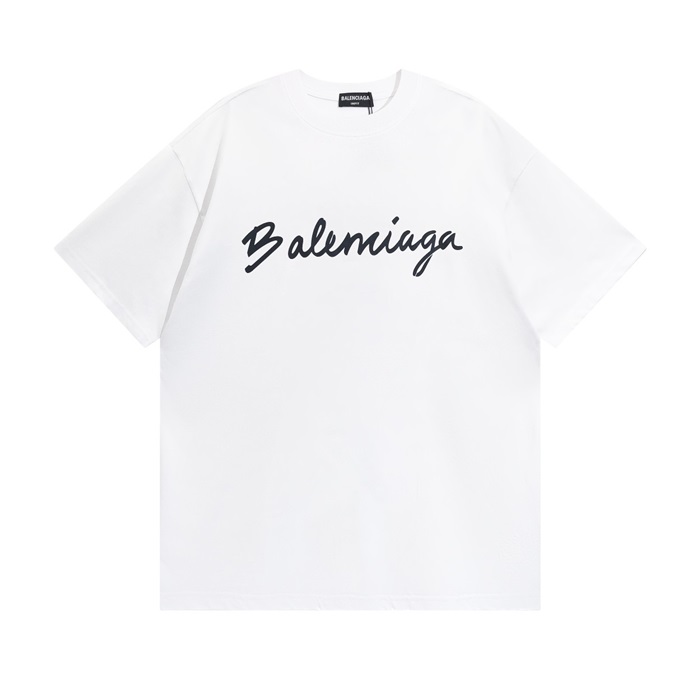 バレンシアガメンズクルーネックホワイト半袖Tシャツl01575