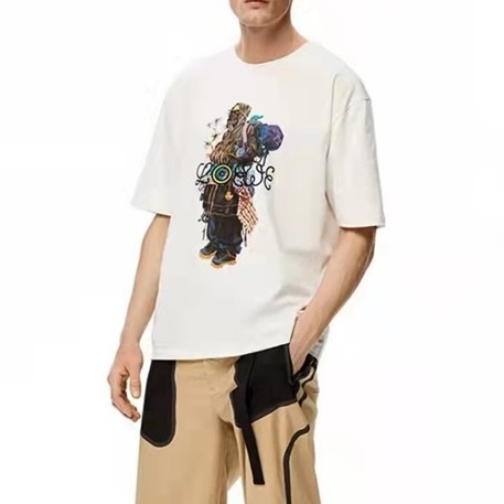 ロエベメンズイニシャルホワイト半袖Tシャツe0616