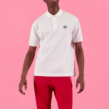 グッチユニセックスホワイトポロ半袖Tシャツc04909