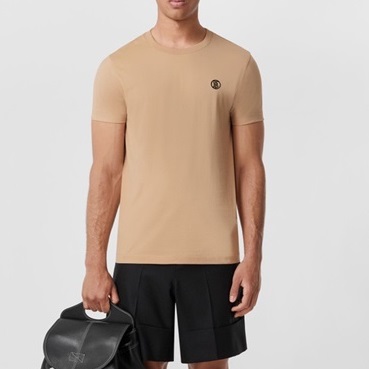 バーバリーメンズベージュクルーネック半袖Tシャツr04389