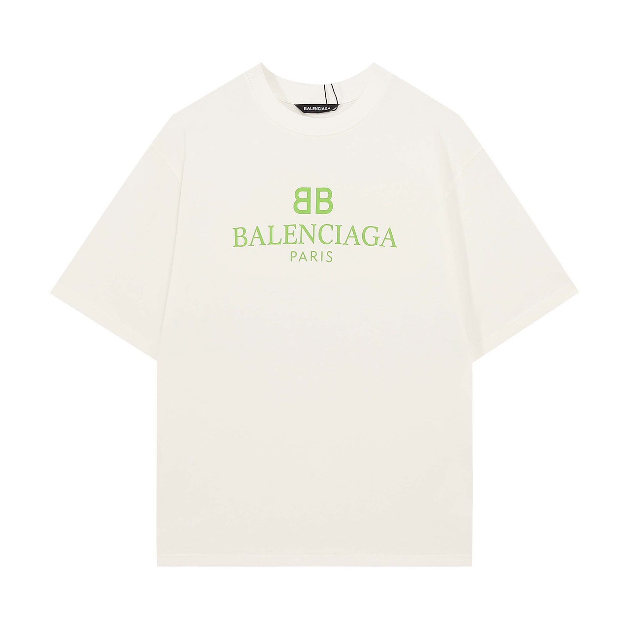 バレンシアガメンズクルーネックアイボリー半袖Tシャツl01580