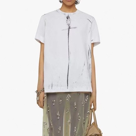 ジバンシィメンズクルーネックホワイト半袖Tシャツv0747