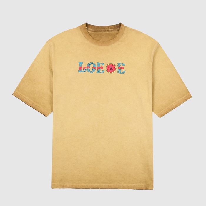 ロエベメンズイニシャルキャメル半袖Tシャツe0625