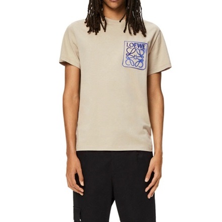 ロエベユニセックスイニシャルキャメル半袖Tシャツe0627