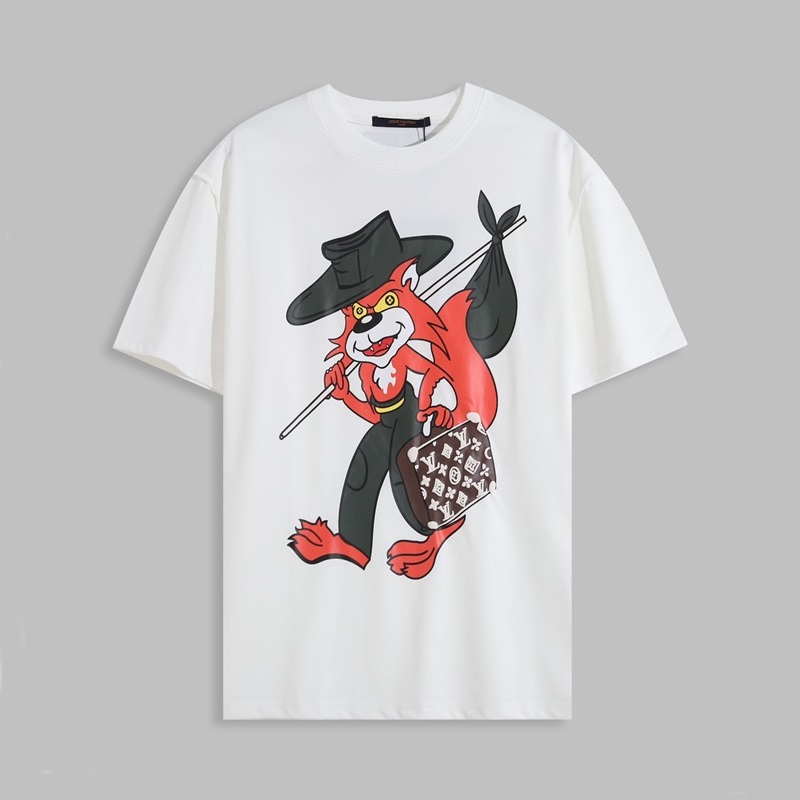 ルイヴィトンメンズホワイトクルーネック半袖Tシャツu04989