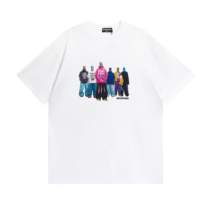 バレンシアガメンズクルーネックホワイト半袖Tシャツl01592