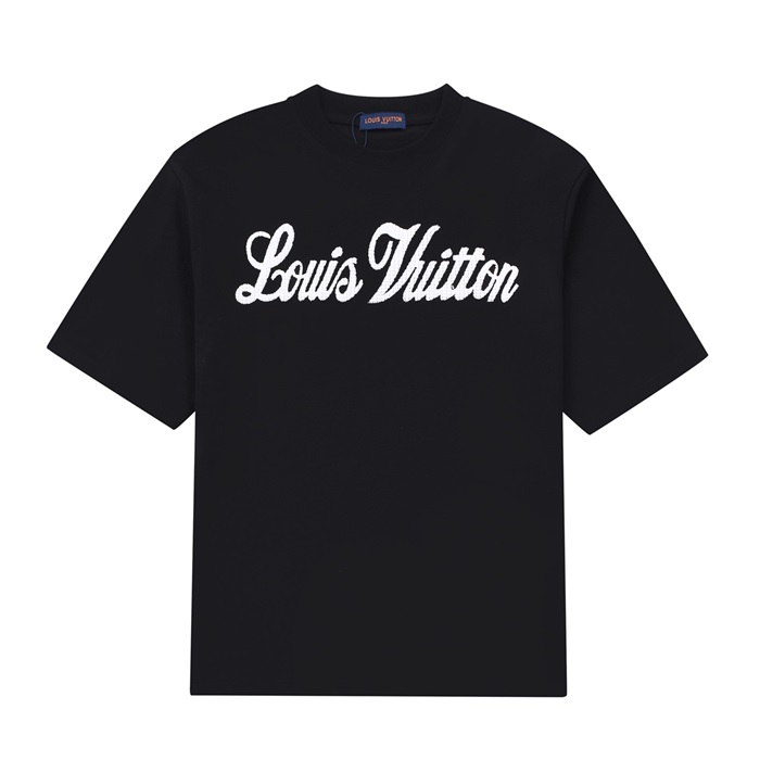 ルイヴィトンメンズブラッククルーネック半袖Tシャツu04995