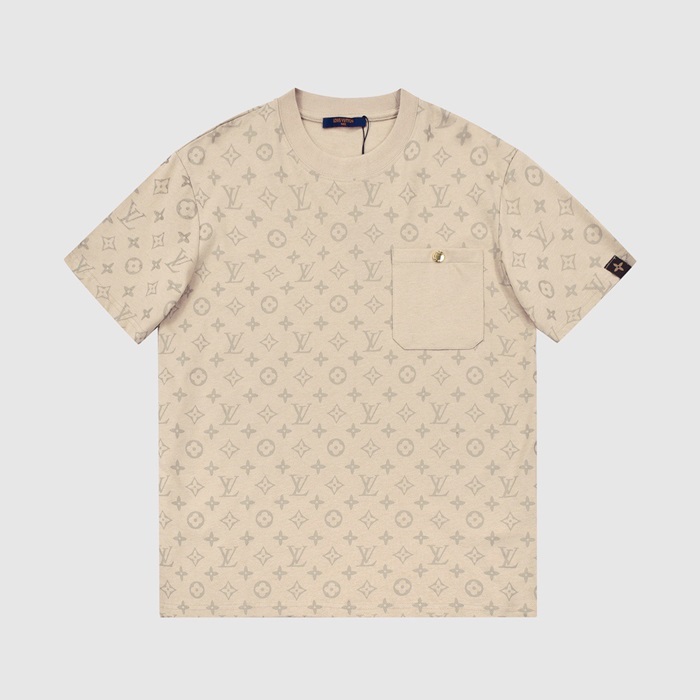 ルイヴィトンメンズベージュクルーネック半袖Tシャツu05000