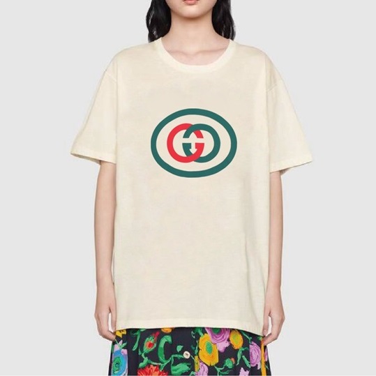 グッチユニセックスアイボリークルーネック半袖Tシャツc04939