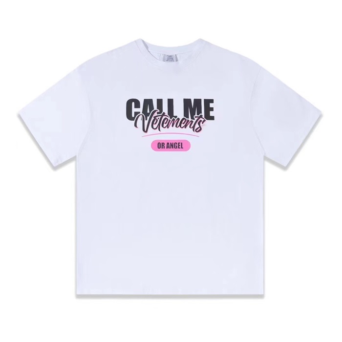 ヴェトモンユニセックストレンディホワイト半袖Tシャツt0289