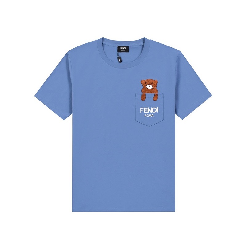 ェンディユニセックスブルークルーネック半袖Tシャツn01253