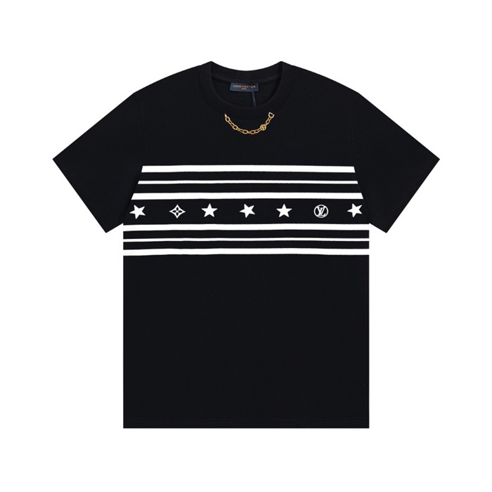 ルイヴィトンメンズブラッククルーネック半袖Tシャツu05008