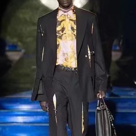 ヴェルサーチェメンズトレンディブラックジャケットr0911