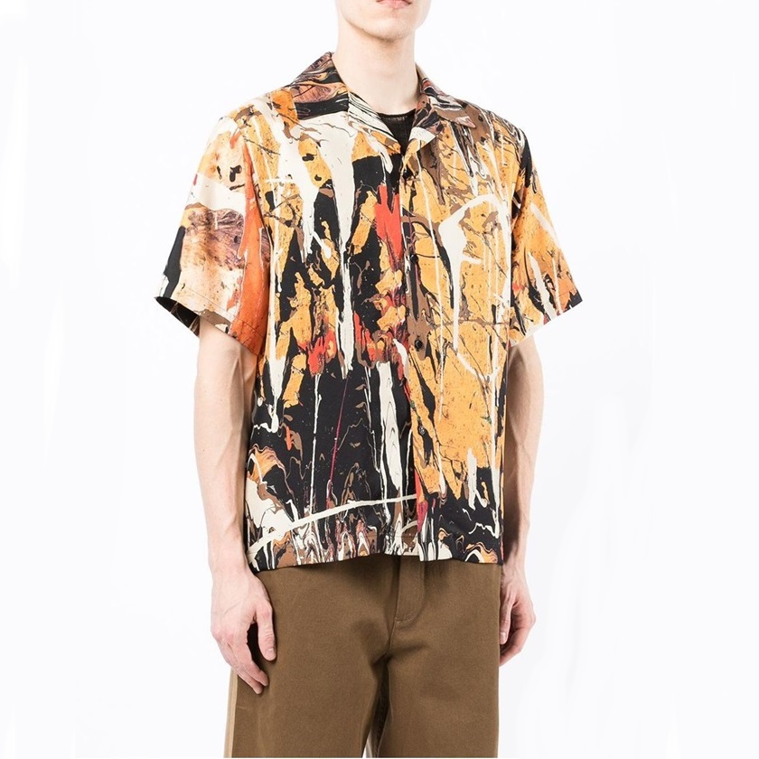 アミリメンズブラッククルーネック半袖Tシャツr0360