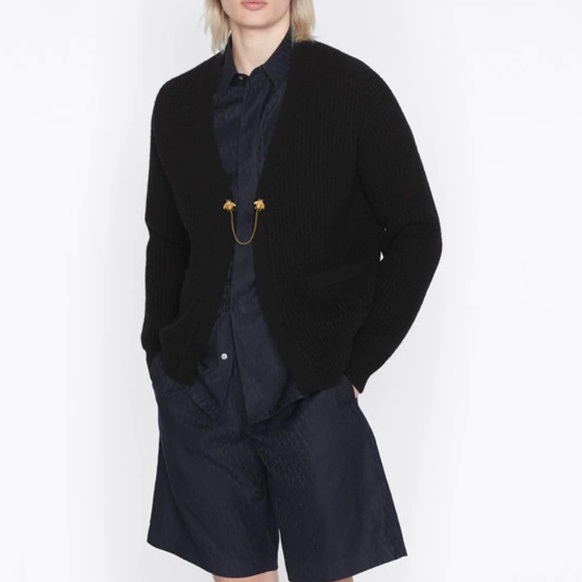 ディオールメンズブラックネックカーディガンo01924