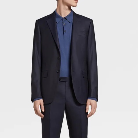 エルメネジルドゼニアメンズモダンネイビーポロセーターg0383