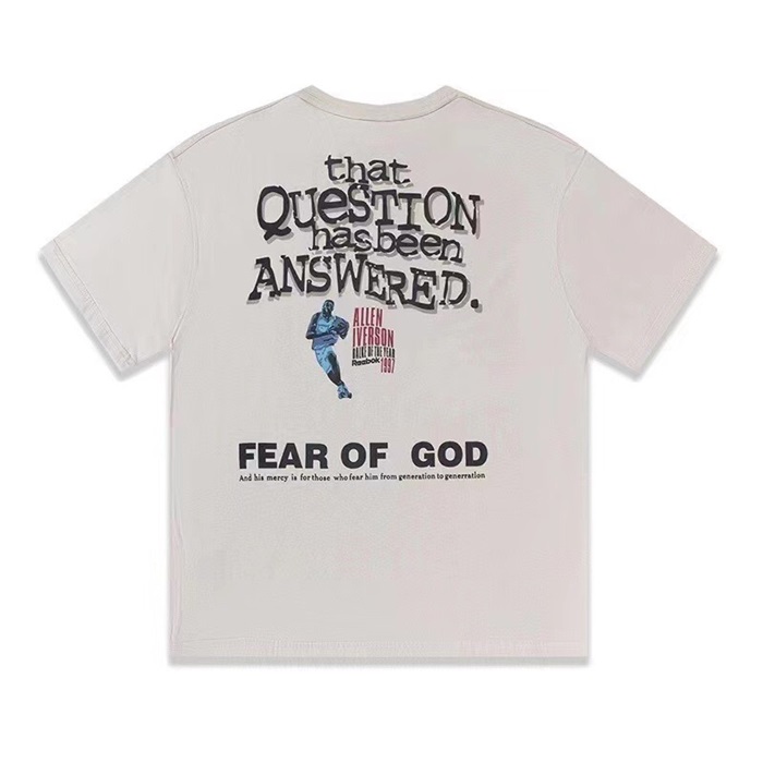 フィアオブゴッドメンズグレークルーネック半袖Tシャツa0405