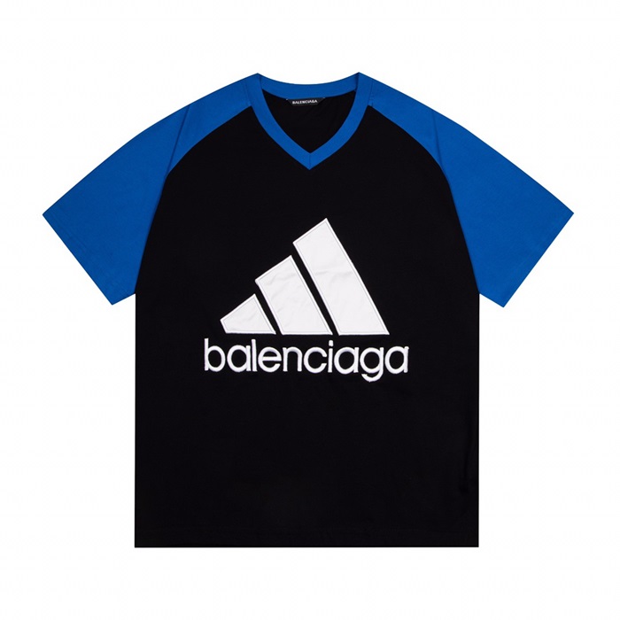 バレンシアガメンズクルーネックブラック半袖Tシャツl01610