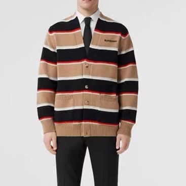 バーバリーメンズブラックネックカーディガンr04438