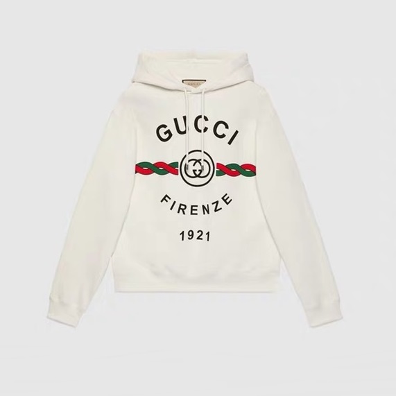 グッチユニセックストレンディホワイトフーディc04965