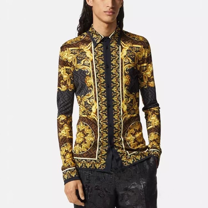 ヴェルサーチェメンズイエローシャツr0917