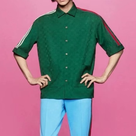 グッチメンズトレンディグリーンシャツc04967