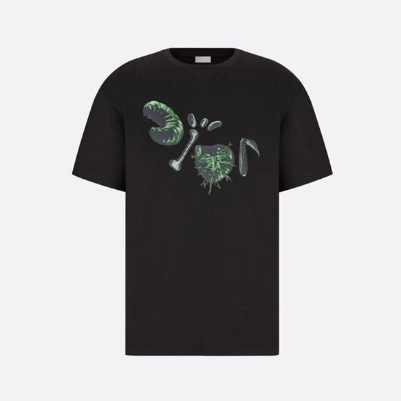 ディオールメンズブラッククルーネック半袖Tシャツo01977