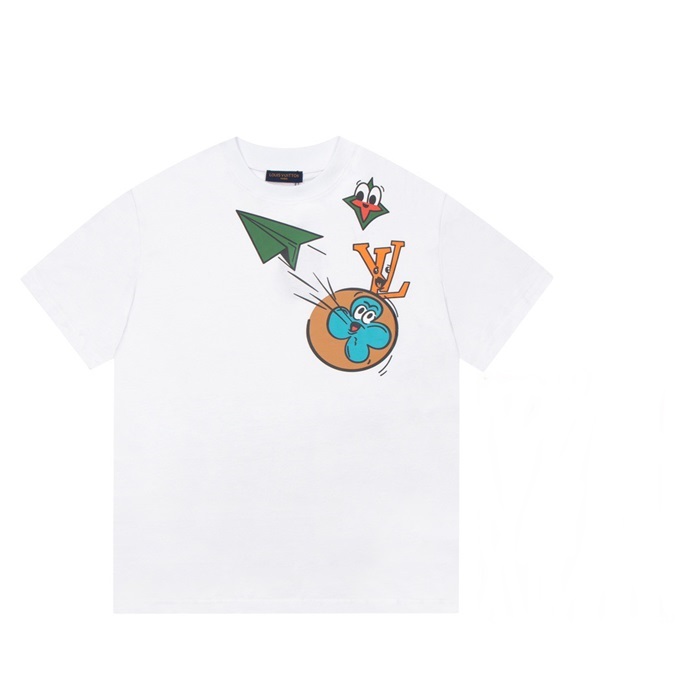 ルイヴィトンメンズホワイトクルーネック半袖Tシャツu05067