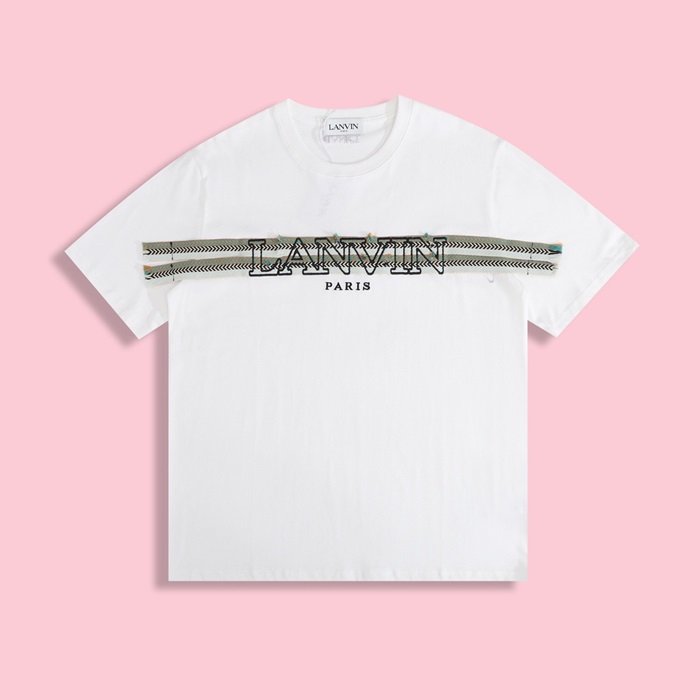 ランバンメンズイニシャルホワイト半袖Tシャツn31