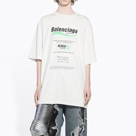 バレンシアガメンズクルーネックベージュ半袖Tシャツl01621