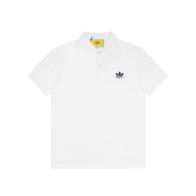 グッチユニセックスホワイトポロ半袖Tシャツc04982