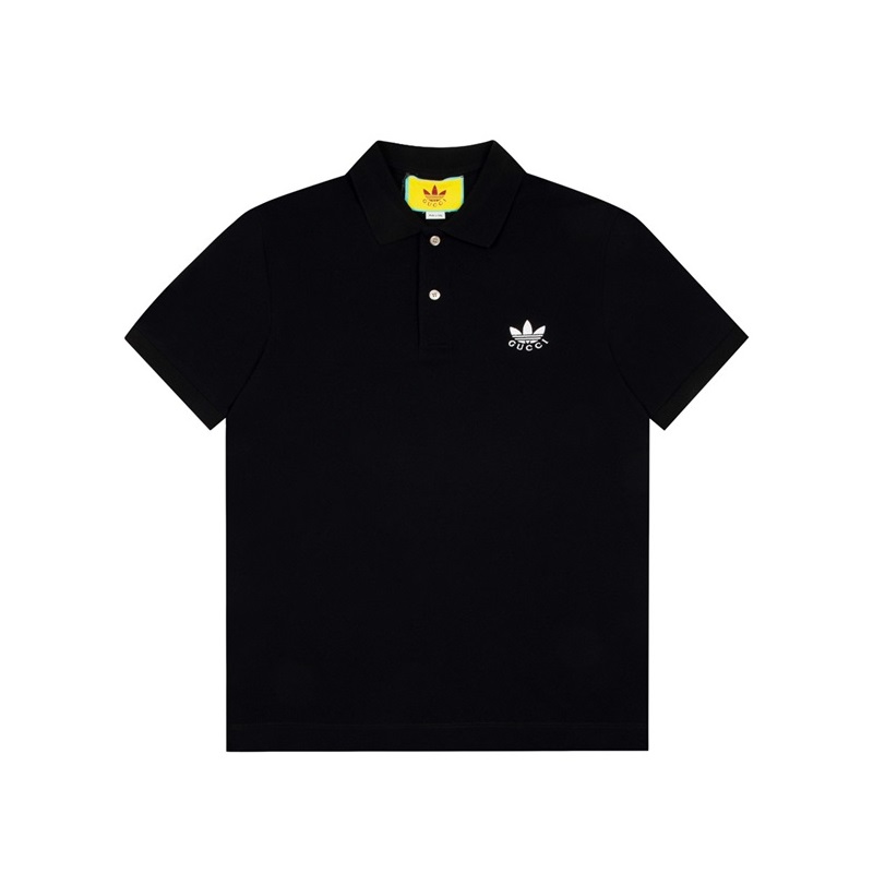 グッチユニセックスブラックポロ半袖Tシャツc04983