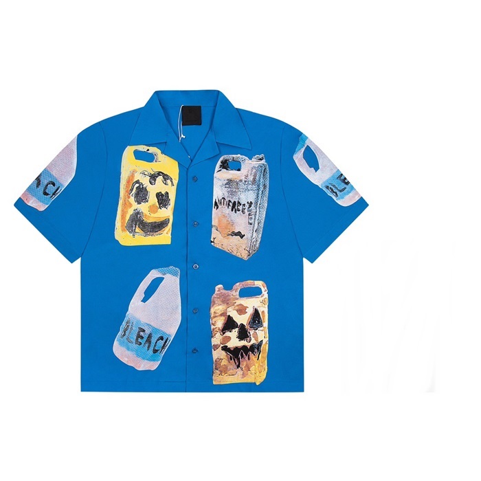 ジバンシィメンズブルー半袖シャツv0785