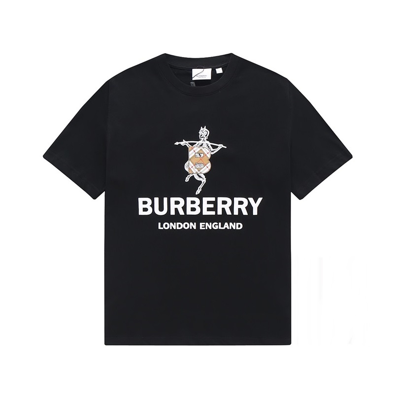 バーバリーメンズブラッククルーネック半袖Tシャツr04464