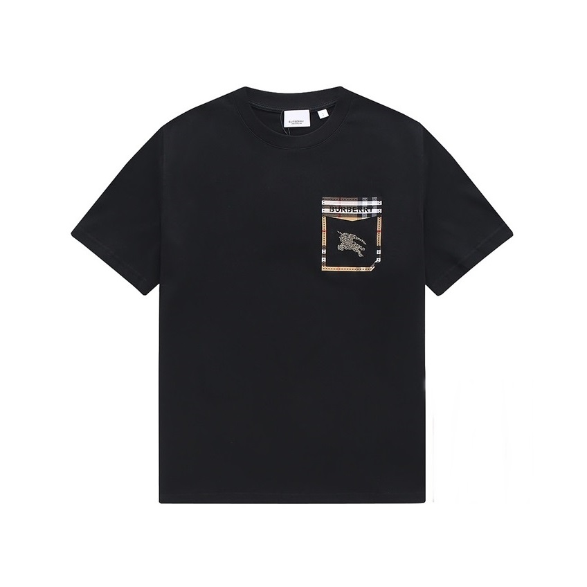バーバリーメンズブラッククルーネック半袖Tシャツr04466