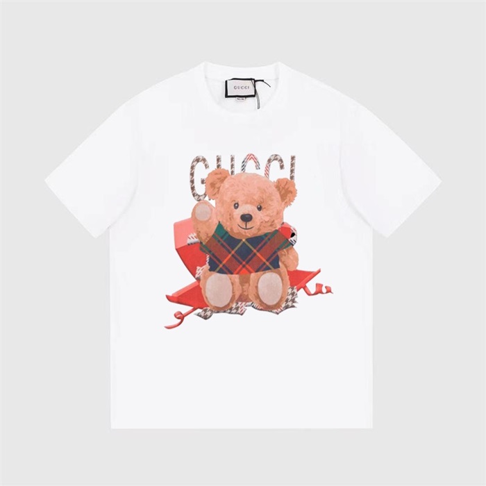 グッチユニセックスホワイトクルーネック半袖Tシャツc04988