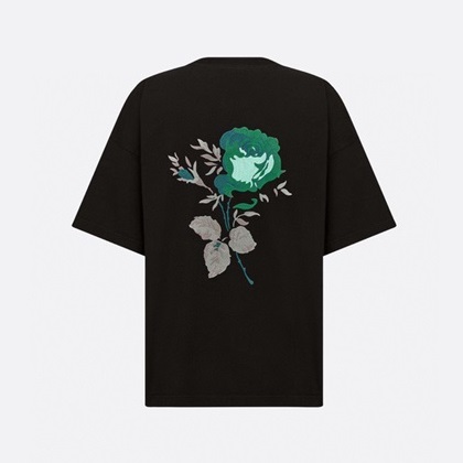 ディオールメンズブラッククルーネック半袖Tシャツo01985