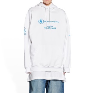 バレンシアガユニセックスカジュアルホワイトフーディl01627