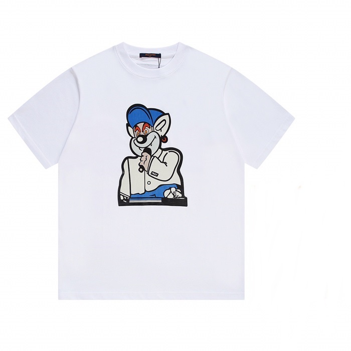 ルイヴィトンメンズホワイトクルーネック半袖Tシャツu05101