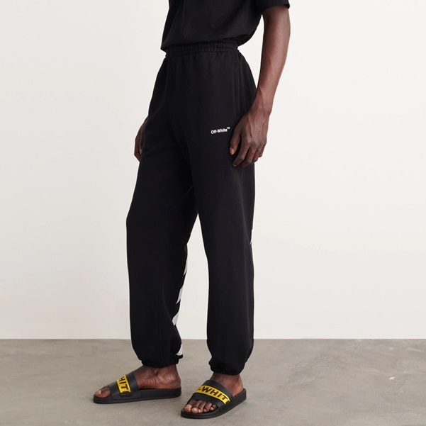 オフホワイトメンズカジュアルブラックパンツf0828