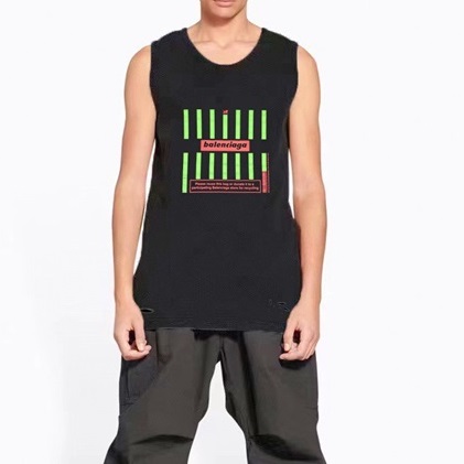 バレンシアガメンズクルーネックグレーノースリーブl01629