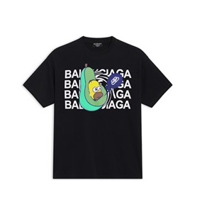 バレンシアガメンズクルーネックブラック半袖Tシャツl01630