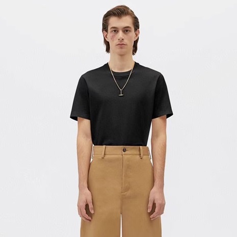 ボッテガヴェネタメンズクルーネックブラック半袖Tシャツt0407