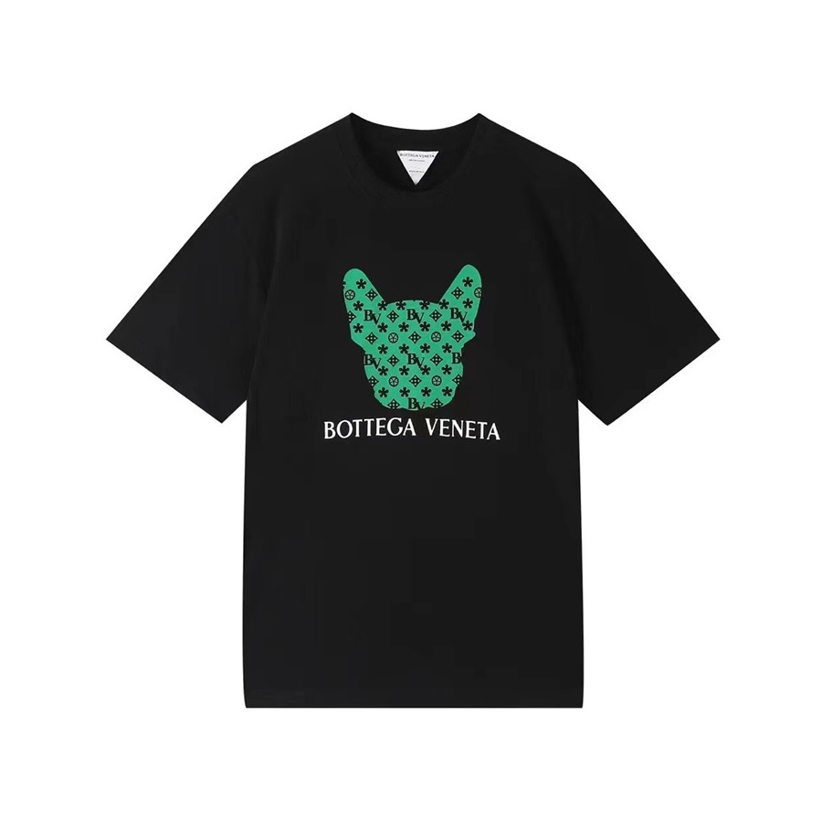 ボッテガヴェネタメンズクルーネックブラック半袖Tシャツt0409