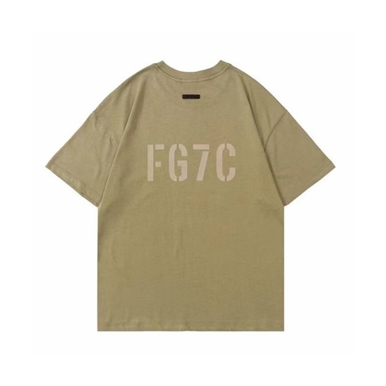 フィアオブゴッドメンズキャメルクルーネック半袖Tシャツa0415