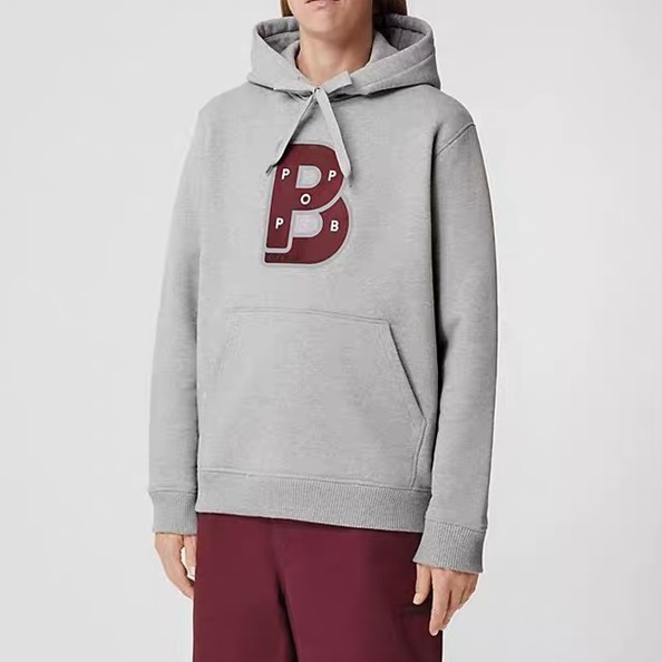 バーバリーユニセックスクラシックグレーフーディr04476