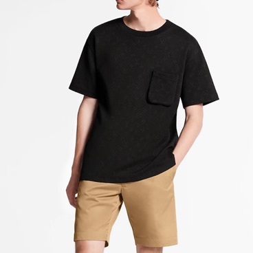 ルイヴィトンメンズブラッククルーネック半袖Tシャツu05114