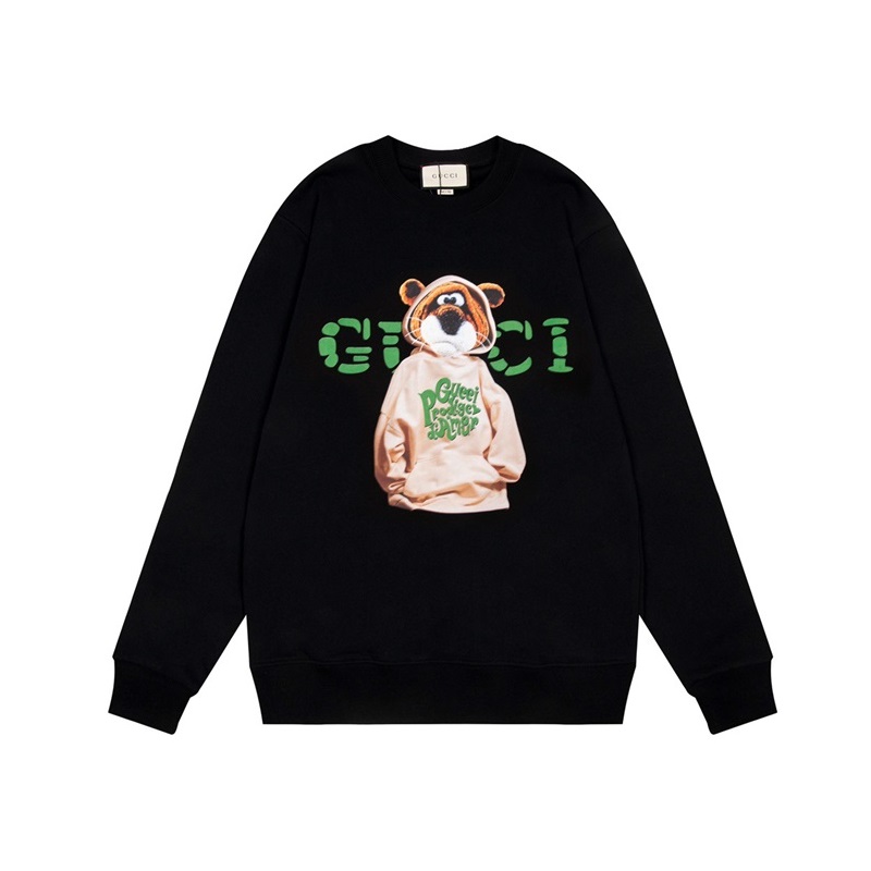 グッチユニセックスカジュアルブラックスウェットシャツc05023