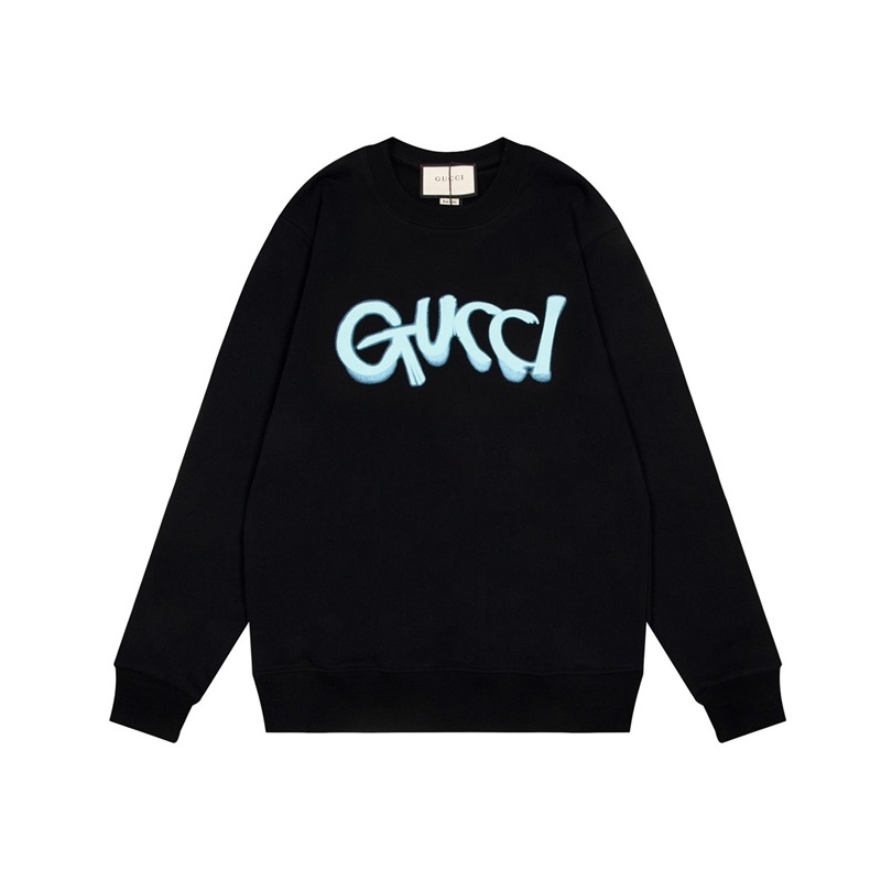 グッチユニセックスカジュアルブラックスウェットシャツc05034