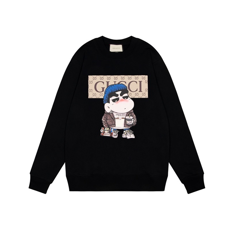 グッチユニセックスカジュアルブラックスウェットシャツc05038